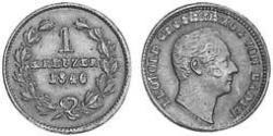 1 Kreuzer Gran Ducado de Baden (1806-1918) Cobre Leopoldo I de Baden(1790 – 1852)