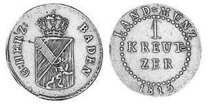 1 Kreuzer Gran Ducado de Baden (1806-1918) Cobre 