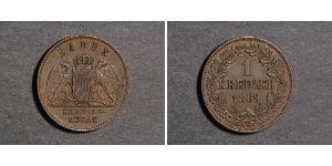 1 Kreuzer Gran Ducado de Baden (1806-1918) Cobre Federico I de Baden (1826 - 1907)