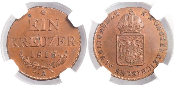 1 Kreuzer Imperio austríaco (1804-1867) Cobre Francis II, Holy Roman Emperor (1768 - 1835)
