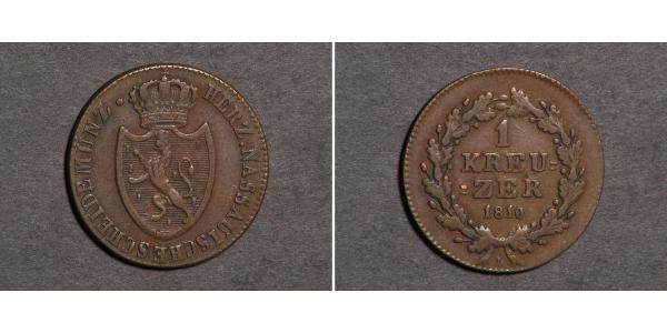 1 Kreuzer Duchy of Nassau (1806 - 1866) Copper 