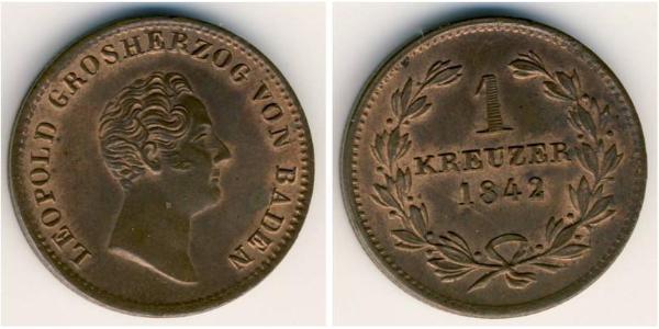 1 Kreuzer Grand Duchy of Baden (1806-1918) Copper Leopold, Grand Duke of Baden (1790 – 1852)