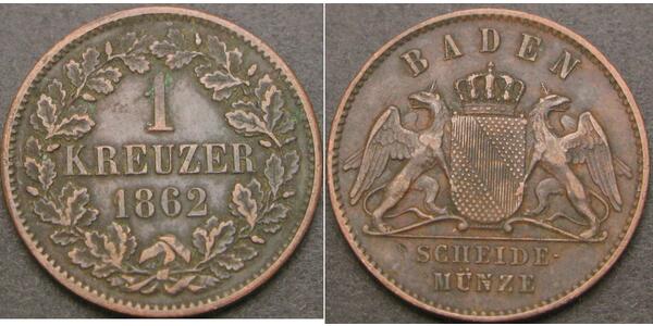 1 Kreuzer Grand-duché de Bade (1806-1918) Cuivre Frédéric Ier de Bade (1826-1907) (1826 - 1907)