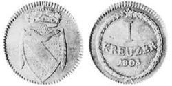 1 Kreuzer Grand Duchy of Baden (1806-1918) Kupfer 
