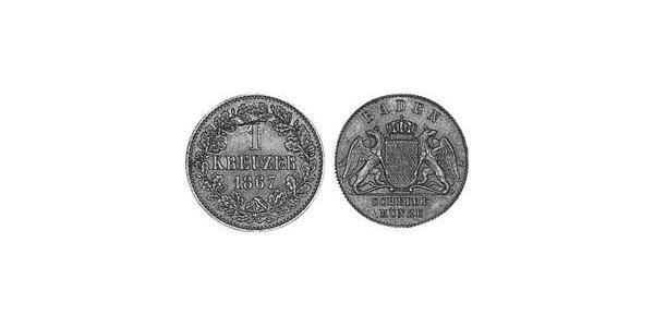 1 Kreuzer Grand Duchy of Baden (1806-1918) Kupfer Friedrich I. (Baden, Großherzog) (1826 - 1907)
