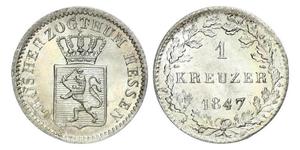 1 Kreuzer Hesse-Darmstadt (1806 - 1918) Plata Luis II de Hesse-Darmstadt