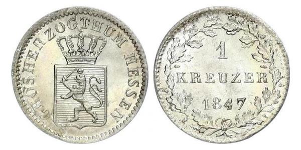 1 Kreuzer Hesse-Darmstadt (1806 - 1918) Plata Luis II de Hesse-Darmstadt