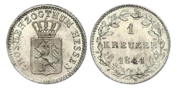 1 Kreuzer Hesse-Darmstadt (1806 - 1918) Plata Luis II de Hesse-Darmstadt