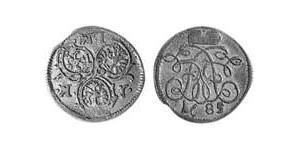 1 Kreuzer Principado de Ansbach (1398–1792) Plata John Frederick, Margrave of Brandenburg-Ansbach (1654 – 1686)