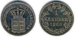 1 Kreuzer Reino de Wurtemberg (1806-1918) Plata 