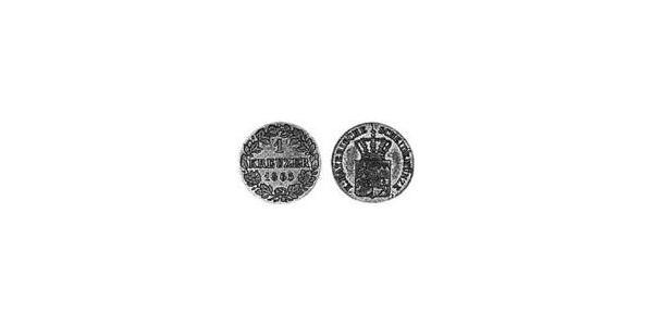 1 Kreuzer Reino de Baviera (1806 - 1918) Plata Luis II de Baviera(1845 – 1886)