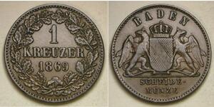 1 Kreuzer Grand Duchy of Baden (1806-1918) Rame Federico I di Baden (1826 - 1907)