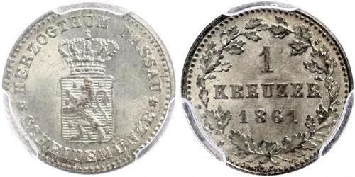 1 Kreuzer Herzogtum Nassau (1806 - 1866) Silber Adolph (Luxemburg)