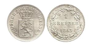 1 Kreuzer Grand Duchy of Hesse (1806 - 1918) Silver Louis II, Grand Duke of Hesse