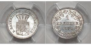 1 Kreuzer Kingdom of Bavaria (1806 - 1918) Silver Ludwig II of Bavaria (1845 – 1886)
