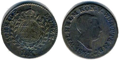 1 Kreuzer Kingdom of Württemberg (1806-1918) Silver 