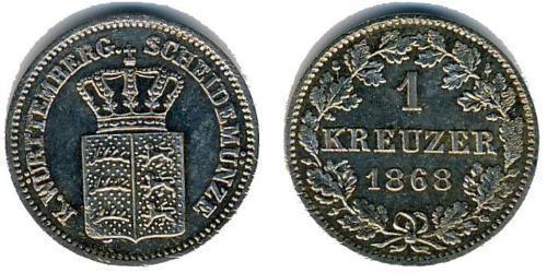 1 Kreuzer Kingdom of Württemberg (1806-1918) 銀 