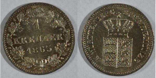 1 Kreuzer Kingdom of Württemberg (1806-1918) 銀 