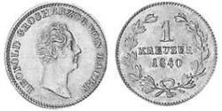 1 Kreuzer 巴登大公國 (1806 - 1918) 銅 利奥波德 (巴登)
