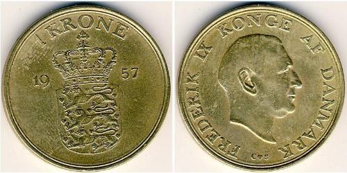 1 Krone Danimarca Alluminio/Bronzo 