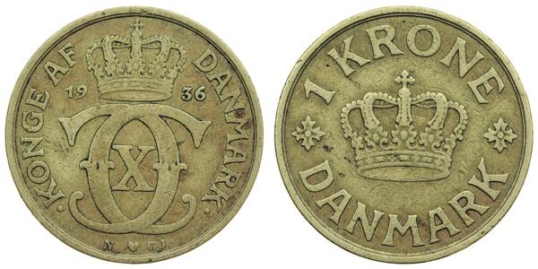 1 Krone Danimarca Alluminio/Bronzo 