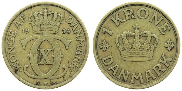1 Krone Danimarca Alluminio/Bronzo 