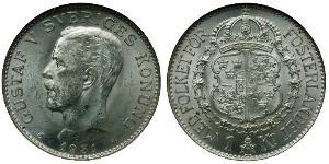1 Krone Suède Argent Gustave V de Suède (1858 - 1950)