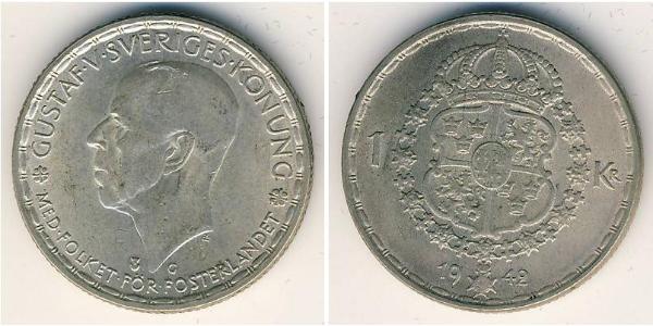 1 Krone Suède Argent Gustave V de Suède (1858 - 1950)