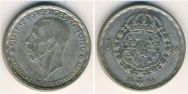 1 Krone Suède Argent Gustave V de Suède (1858 - 1950)