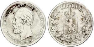 1 Krone United Kingdoms of Sweden and Norway (1814-1905) Argent Oscar II de Suède (1829-1907)