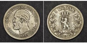 1 Krone United Kingdoms of Sweden and Norway (1814-1905) Argent Oscar II de Suède (1829-1907)