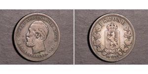 1 Krone United Kingdoms of Sweden and Norway (1814-1905) Argent Oscar II de Suède (1829-1907)