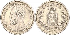 1 Krone United Kingdoms of Sweden and Norway (1814-1905) Argent Oscar II de Suède (1829-1907)