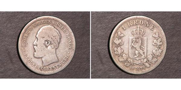1 Krone United Kingdoms of Sweden and Norway (1814-1905) Argent Oscar II de Suède (1829-1907)
