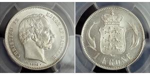 1 Krone Danimarca Argento Cristiano IX di Danimarca (1818-1906)