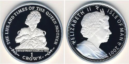 1 Krone Isola di Man Argento Elisabetta II (1926-2022)