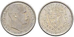 1 Krone Norvegia (1905 - ) Argento Haakon VII di Norvegia (1872 - 1957)