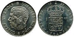 1 Krone Svezia Argento Gustavo VI Adolfo di Svezia (1882 - 1973)
