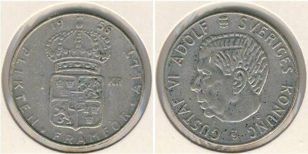 1 Krone Svezia Argento Gustavo VI Adolfo di Svezia (1882 - 1973)