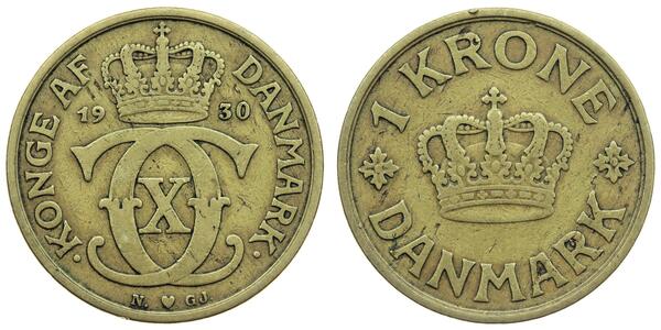 1 Krone Danemark Bronze/Aluminium 