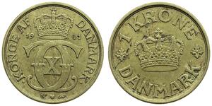 1 Krone Denmark Bronze/Aluminium 