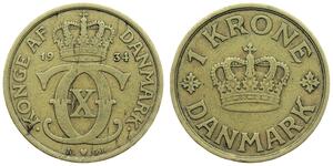 1 Krone Denmark Bronze/Aluminium 