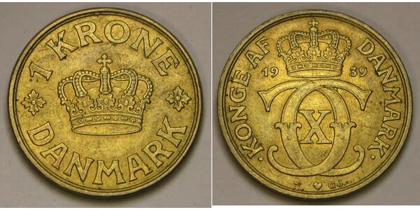1 Krone Denmark Bronze/Aluminium 
