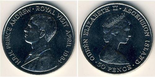 1 Krone Ascension Island Copper/Nickel Elizabeth II (1926-2022)