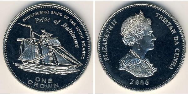 1 Krone Tristan da Cunha Copper/Nickel Elizabeth II (1926-2022)