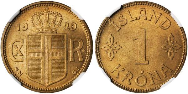 1 Krone Iceland Gold 