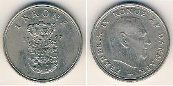 1 Krone Dänemark Kupfer/Nickel Friedrich IX. (Dänemark) (1899 - 1972)