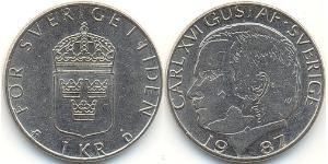 1 Krone Schweden Kupfer/Nickel Carl XVI. Gustaf