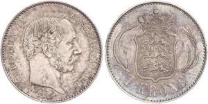 1 Krone Dinamarca Plata Christian IX de Dinamarca (1818-1906)