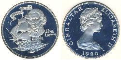 1 Krone Gibraltar Plata 